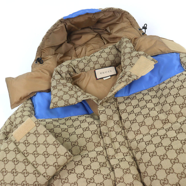 素晴らしい GUCCI ダウンジャケット GG コットンキャンバス ベージュ コットン メンズ 44 751395