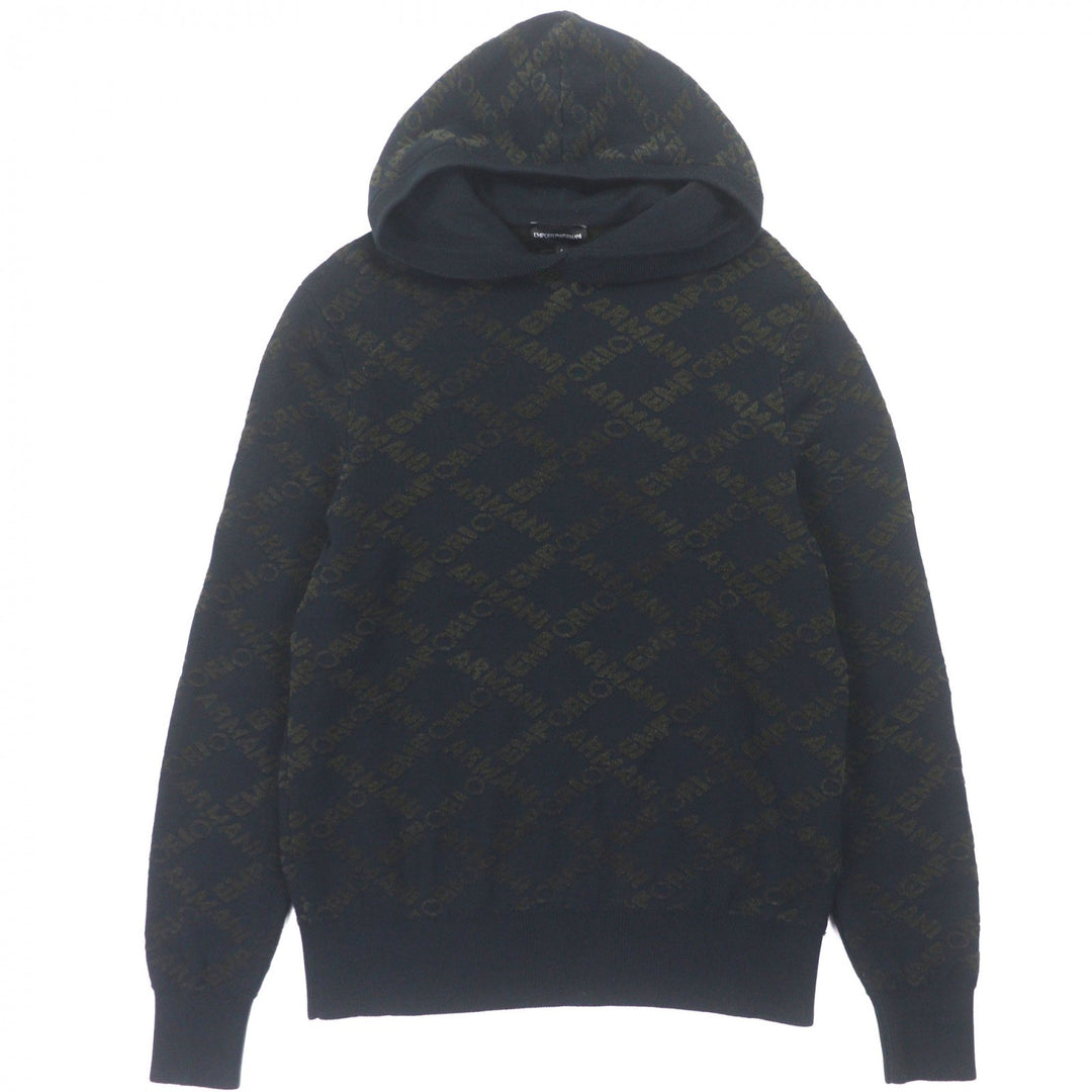 Emporio Armani 黑色羊毛男士连帽衫，尺码 S