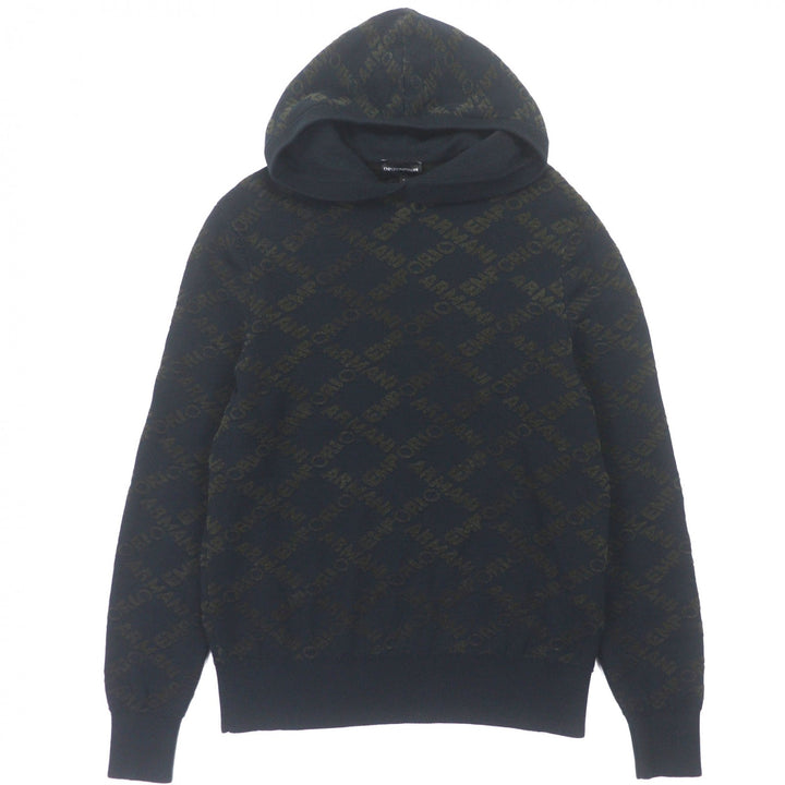 Emporio Armani 黑色羊毛男士连帽衫，尺码 S