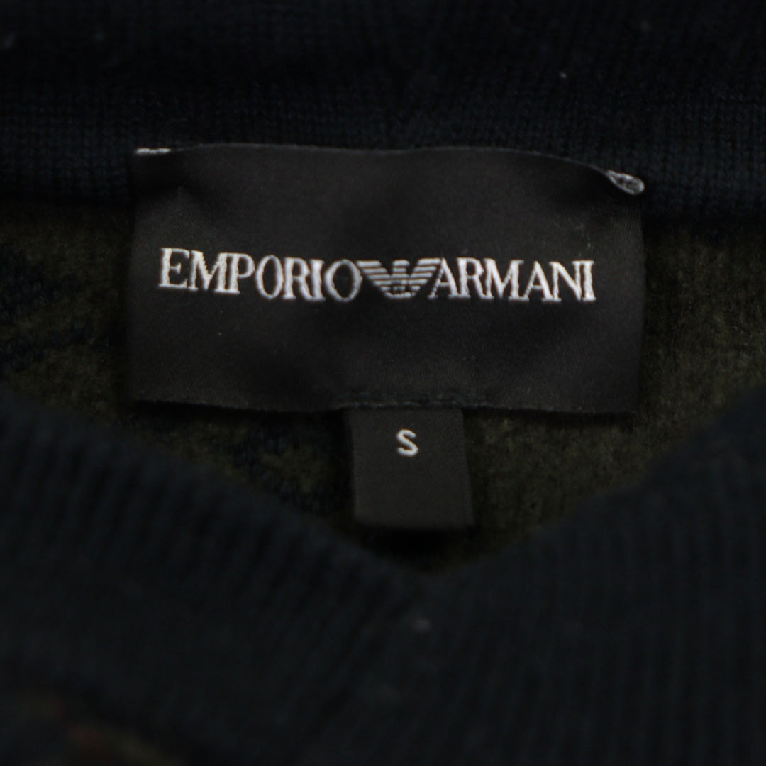 Emporio Armani 黑色羊毛男士连帽衫，尺码 S