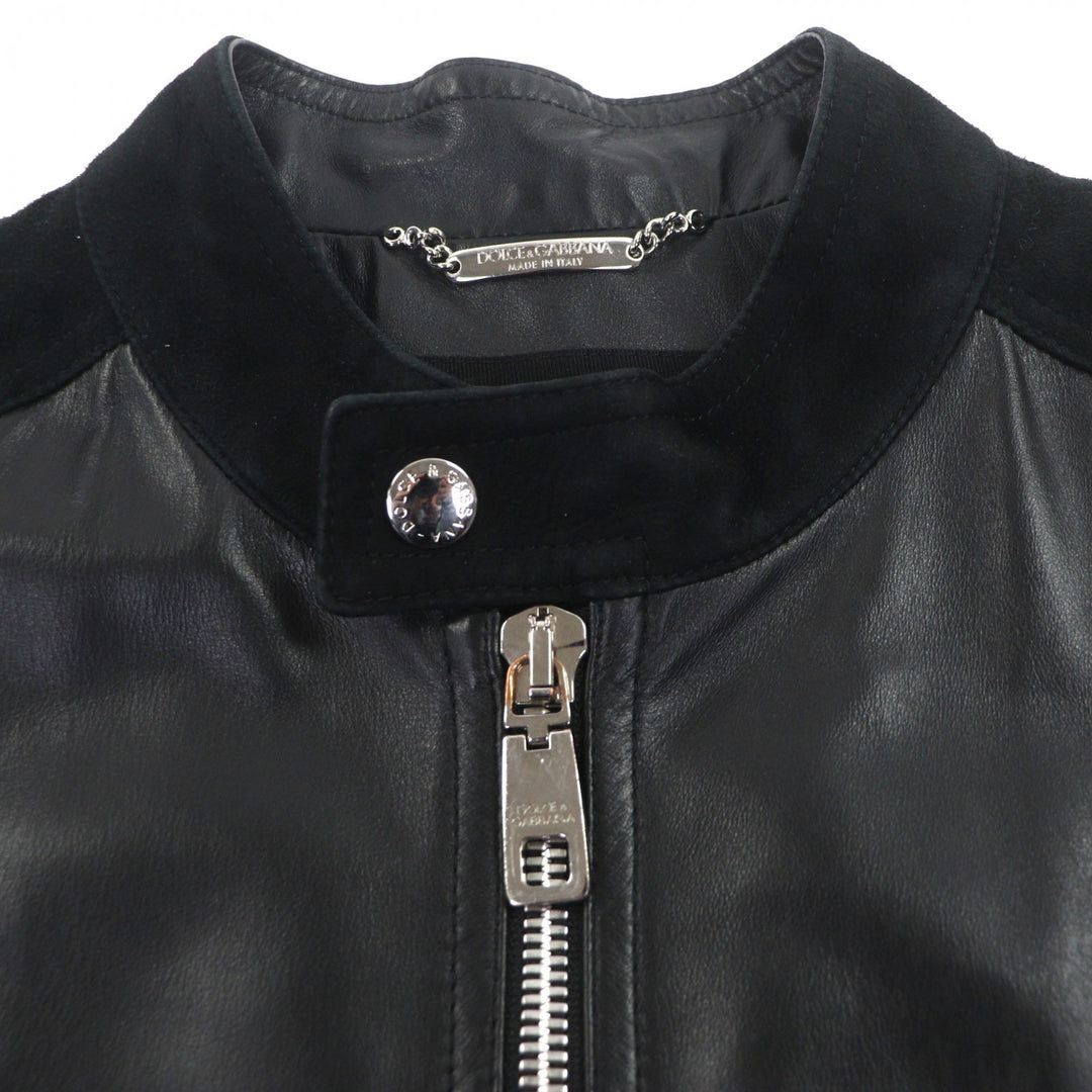 素晴らしい DOLCE&amp;GABBANA レザージャケット ブラックタグ シングルブラック 牛革 メンズ 46