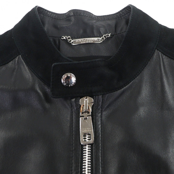 素晴らしい DOLCE&amp;GABBANA レザージャケット ブラックタグ シングルブラック 牛革 メンズ 46