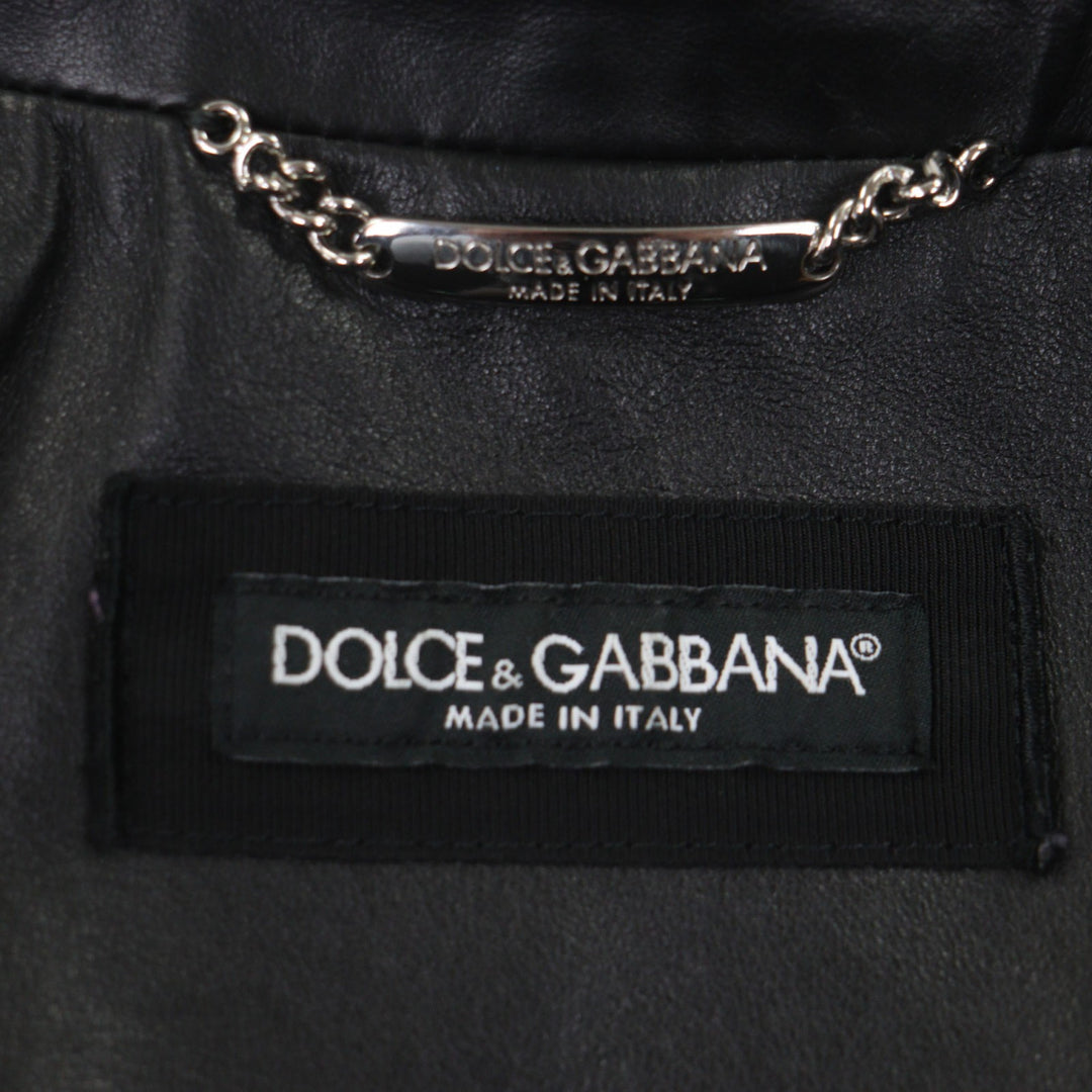 素晴らしい DOLCE&amp;GABBANA レザージャケット ブラックタグ シングルブラック 牛革 メンズ 46