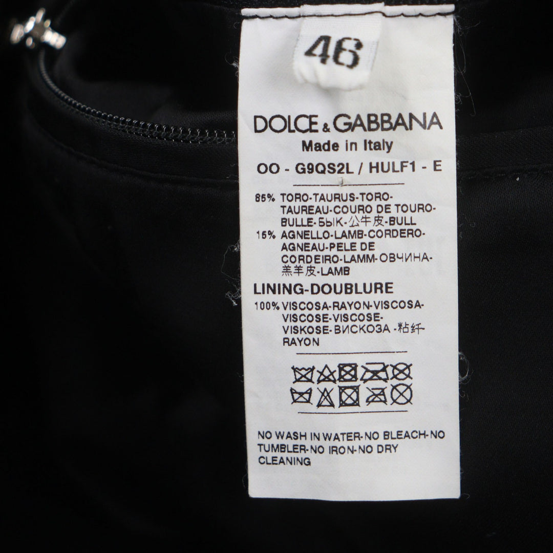素晴らしい DOLCE&amp;GABBANA レザージャケット ブラックタグ シングルブラック 牛革 メンズ 46