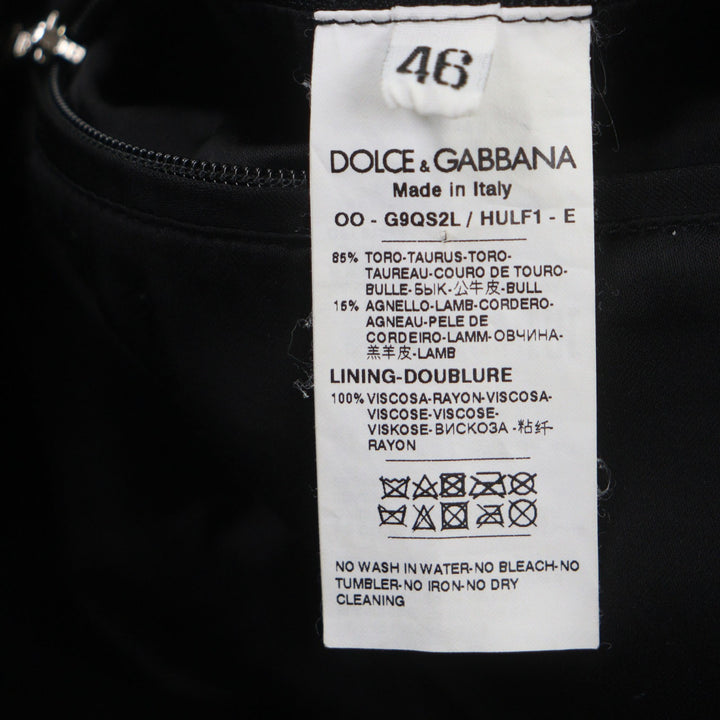 素晴らしい DOLCE&amp;GABBANA レザージャケット ブラックタグ シングルブラック 牛革 メンズ 46