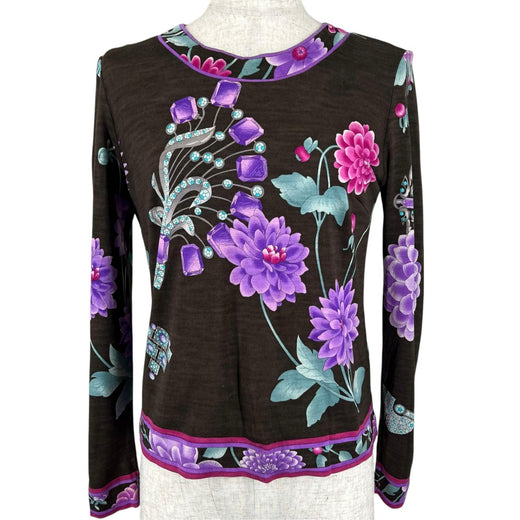 Excellent LEONARD FASHION T-shirt Floral print long sleeves multicolor wool 38