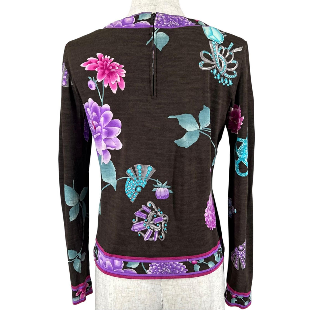 Excellent LEONARD FASHION T-shirt Floral print long sleeves multicolor wool 38