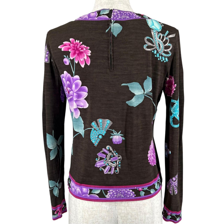 Excellent LEONARD FASHION T-shirt Floral print long sleeves multicolor wool 38