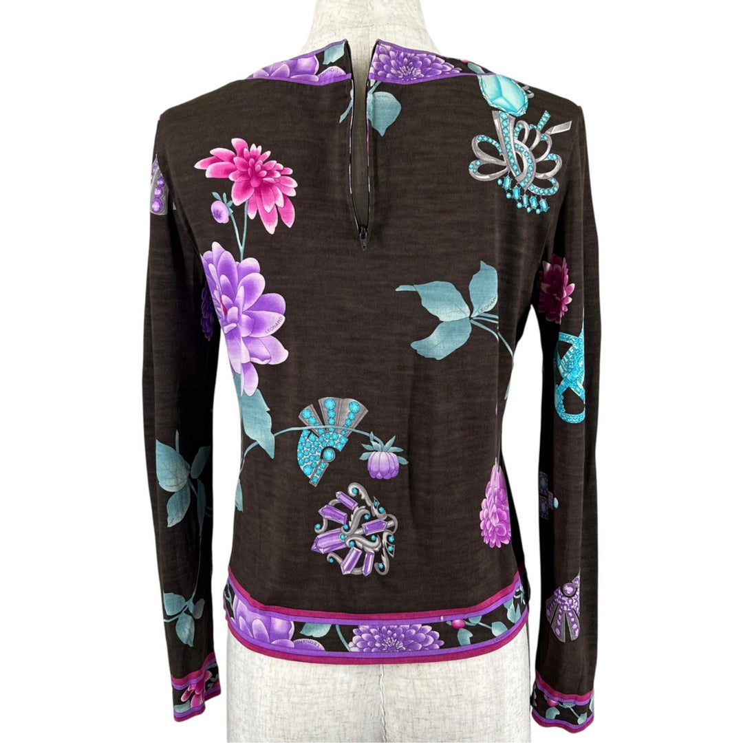Excellent LEONARD FASHION T-shirt Floral print long sleeves multicolor wool 38