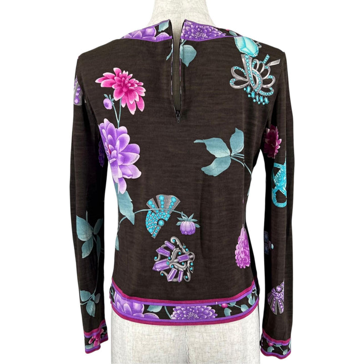 Excellent LEONARD FASHION T-shirt Floral print long sleeves multicolor wool 38