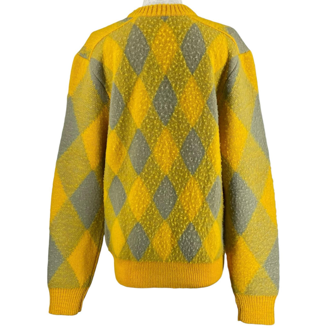 Pristine BURBERRY cardigan Argyle Jacquard yellow wool Women M 8077684