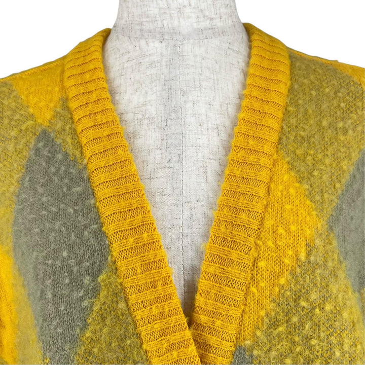 Pristine BURBERRY cardigan Argyle Jacquard yellow wool Women M 8077684