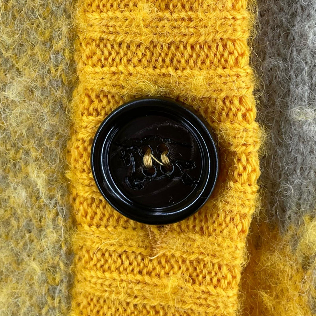 Pristine BURBERRY cardigan Argyle Jacquard yellow wool Women M 8077684