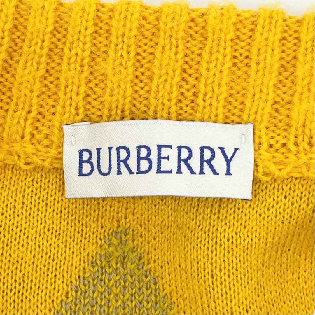 Pristine BURBERRY cardigan Argyle Jacquard yellow wool Women M 8077684