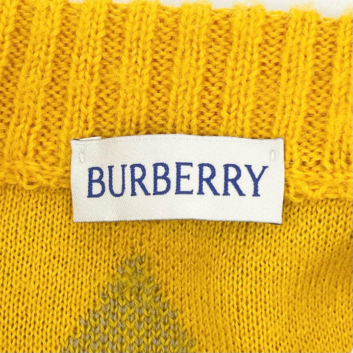 Pristine BURBERRY cardigan Argyle Jacquard yellow wool Women M 8077684