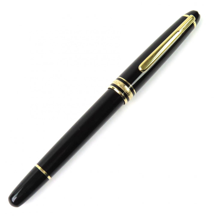 Very Good MONTBLANC fountain pen Meisterstück Classic white star Black gold 14K