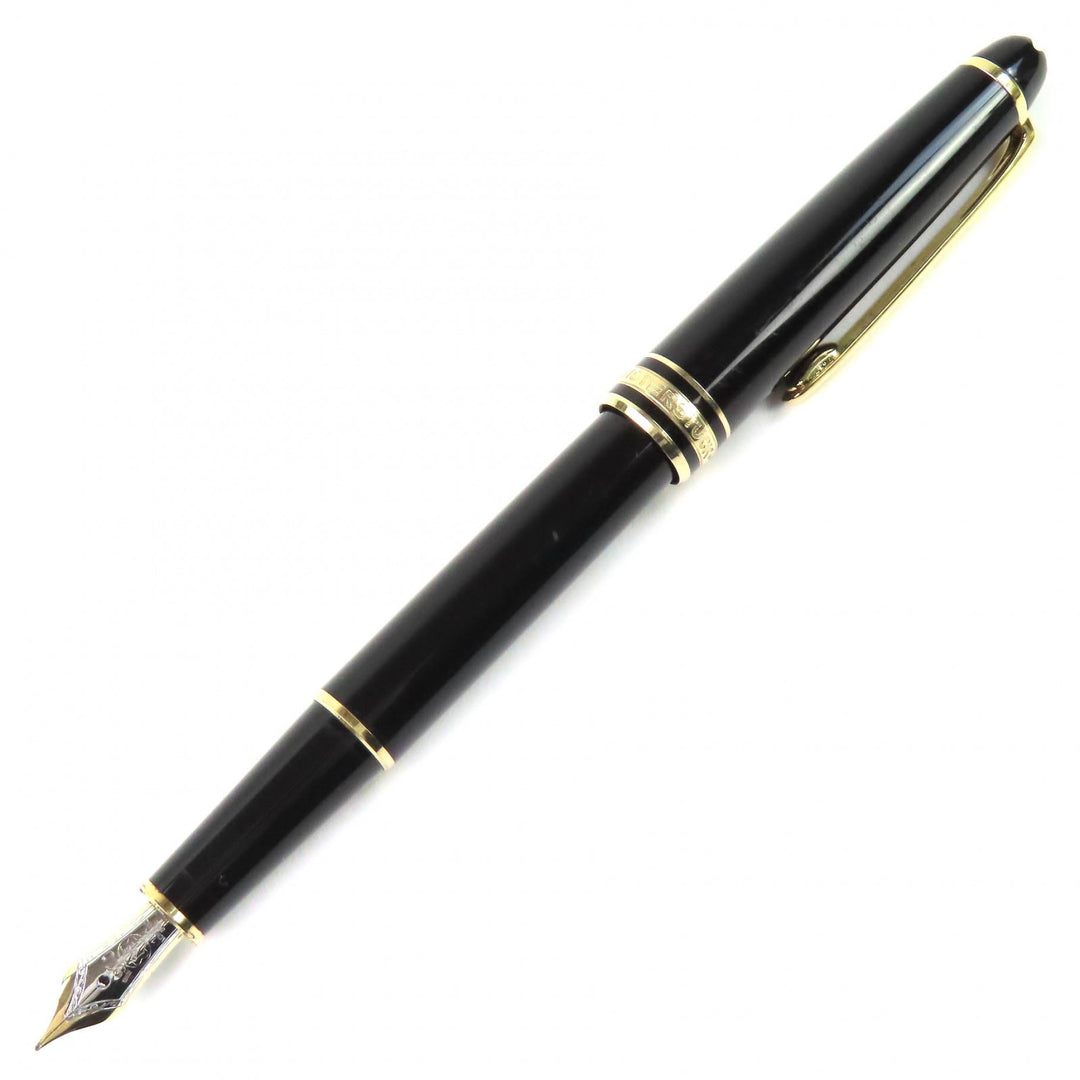 Very Good MONTBLANC fountain pen Meisterstück Classic white star Black gold 14K