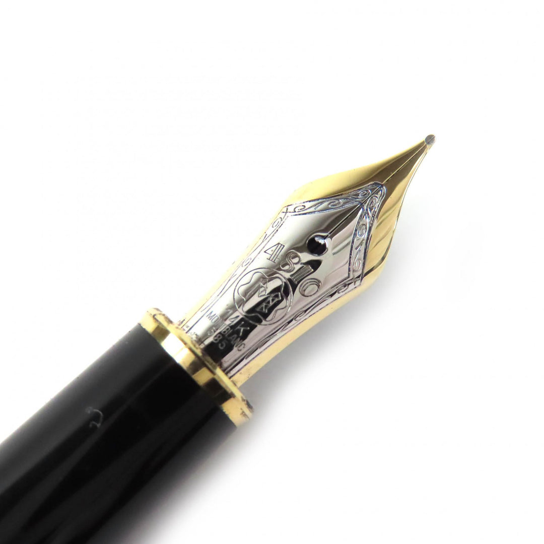 Very Good MONTBLANC fountain pen Meisterstück Classic white star Black gold 14K