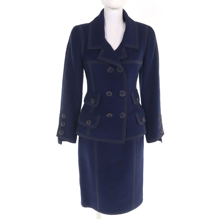 Great CHANEL two-piece set Logo Button Double-Breasted Jacket Title Skirt 34