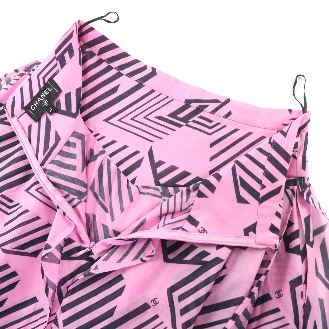 Excellent CHANEL Mini skirt COCO MarkPattern flare pink 34 P74305