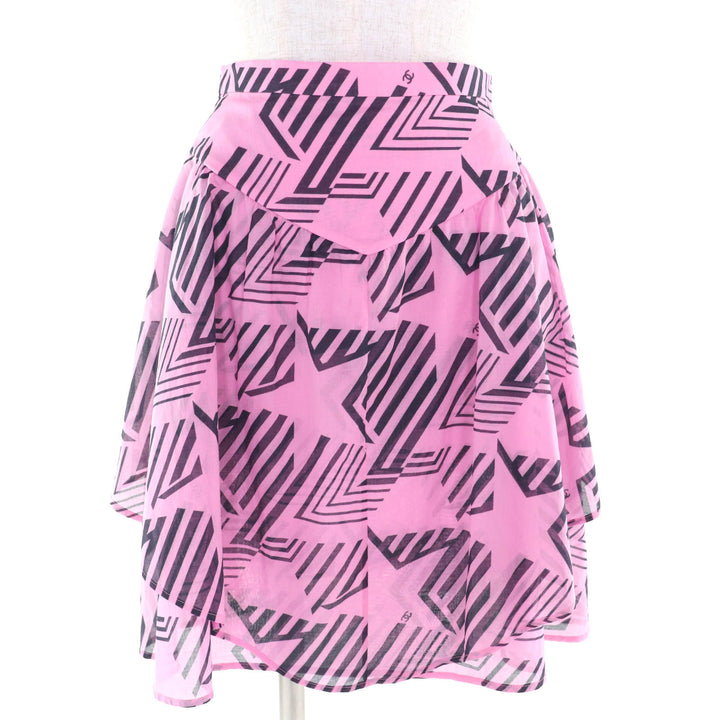 Excellent CHANEL Mini skirt COCO MarkPattern flare pink 34 P74305