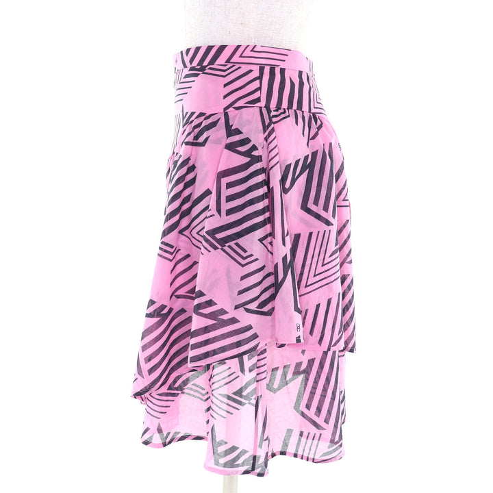 Excellent CHANEL Mini skirt COCO MarkPattern flare pink 34 P74305