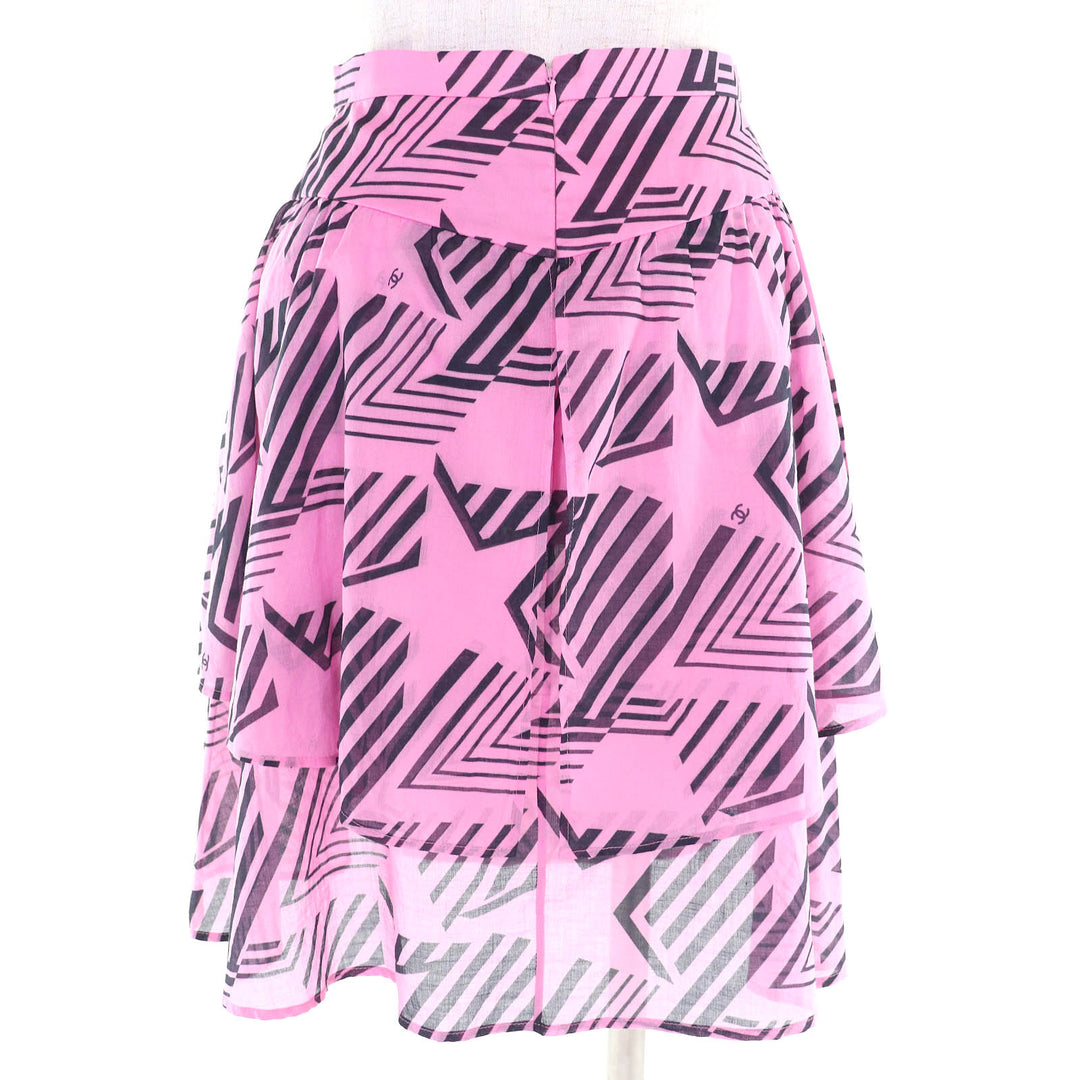 Excellent CHANEL Mini skirt COCO MarkPattern flare pink 34 P74305
