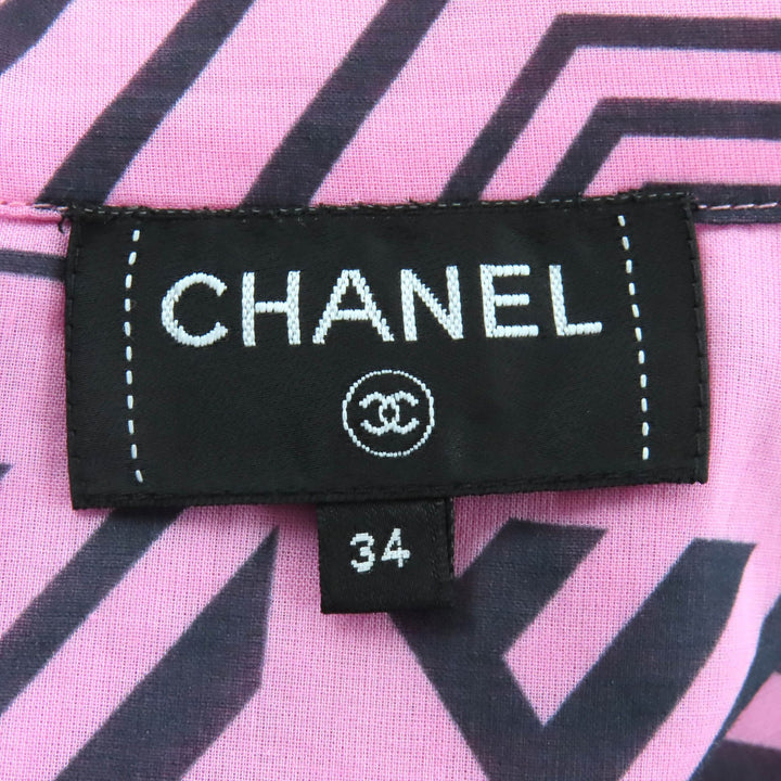 Excellent CHANEL Mini skirt COCO MarkPattern flare pink 34 P74305