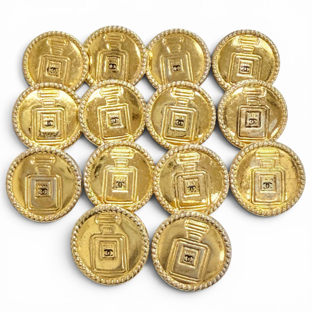 Very Good CHANEL button COCO Mark perfume bottle buttons (14 pieces total) gold