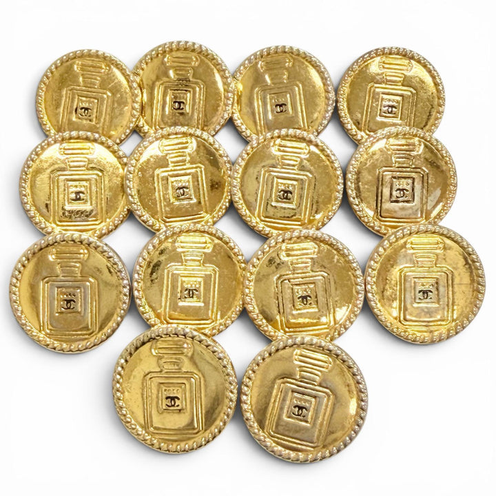 Very Good CHANEL button COCO Mark perfume bottle buttons (14 pieces total) gold