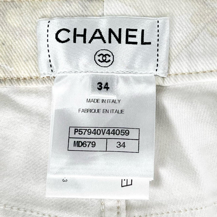 Excellent CHANEL Pants Logo buttons, botanical print multicolor cotton P57940