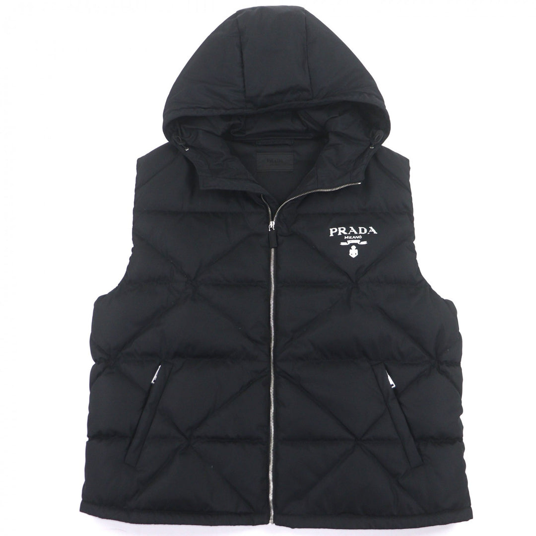 Excellent PRADA Down vest black recycled polyamide mens SGB804
