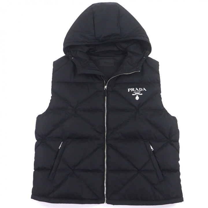 Excellent PRADA Down vest black recycled polyamide mens SGB804