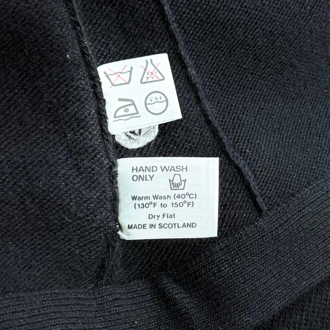 Great CHANEL cardigan COCO Mark embroidered knit with ribbon black cashmere