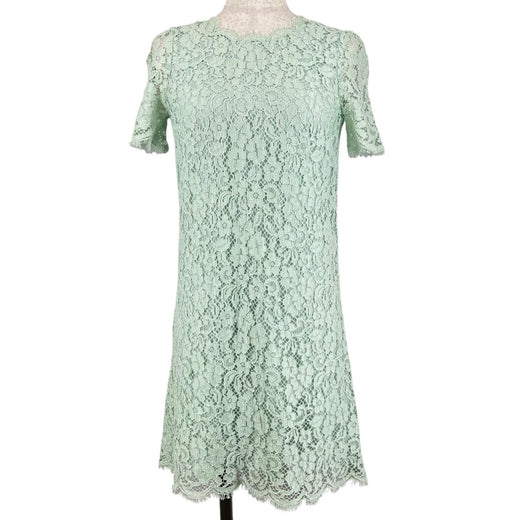Great DOLCE&GABBANA one piece All lace floral pattern lime green cotton Women 36