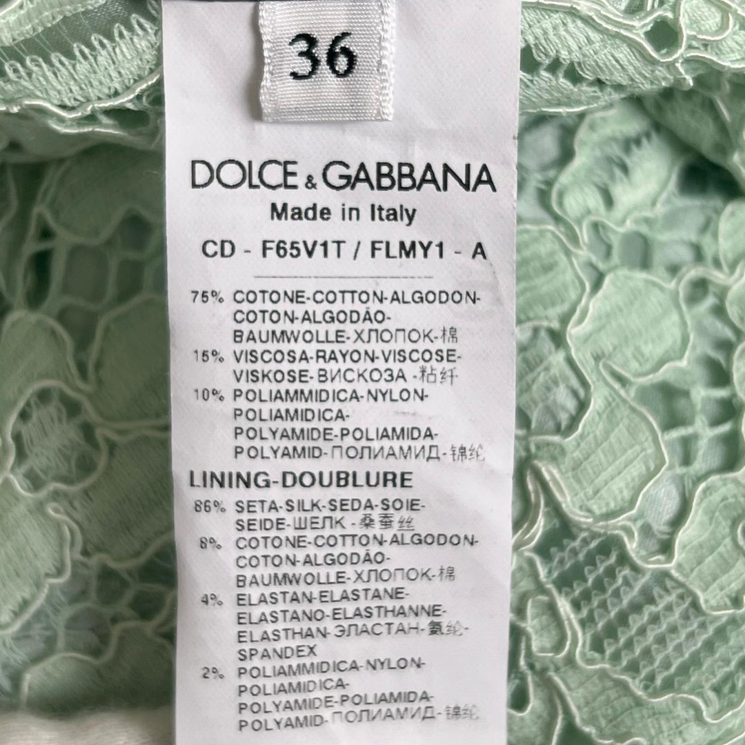 Great DOLCE&GABBANA one piece All lace floral pattern lime green cotton Women 36