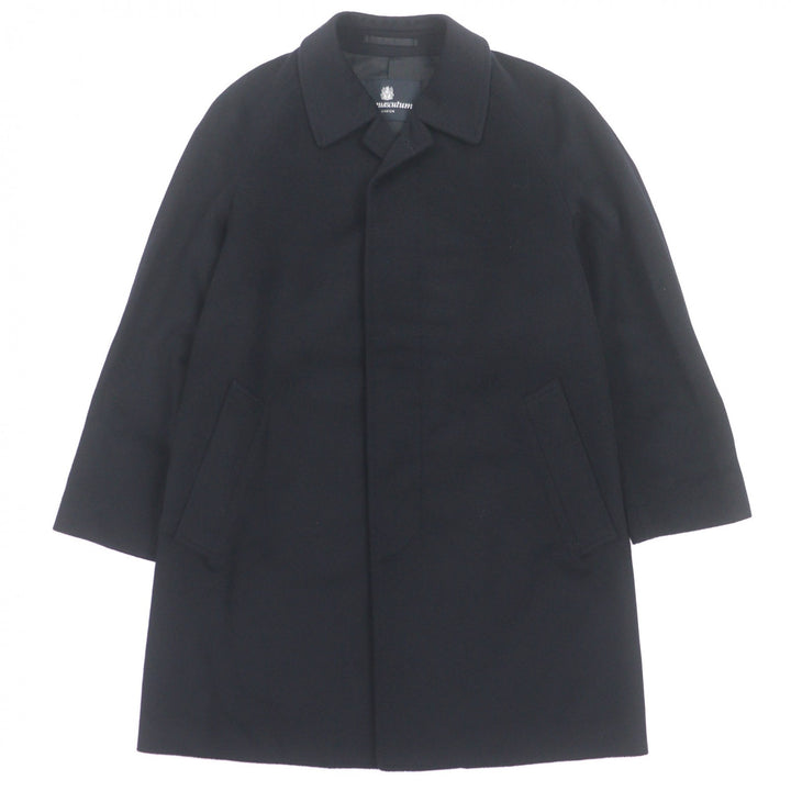 Pristine Aquascutum coat Logo button placket black cashmere mens