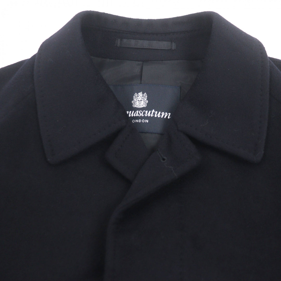 Pristine Aquascutum coat Logo button placket black cashmere mens