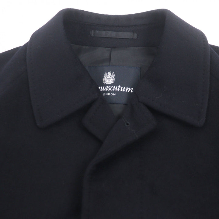 Pristine Aquascutum coat Logo button placket black cashmere mens