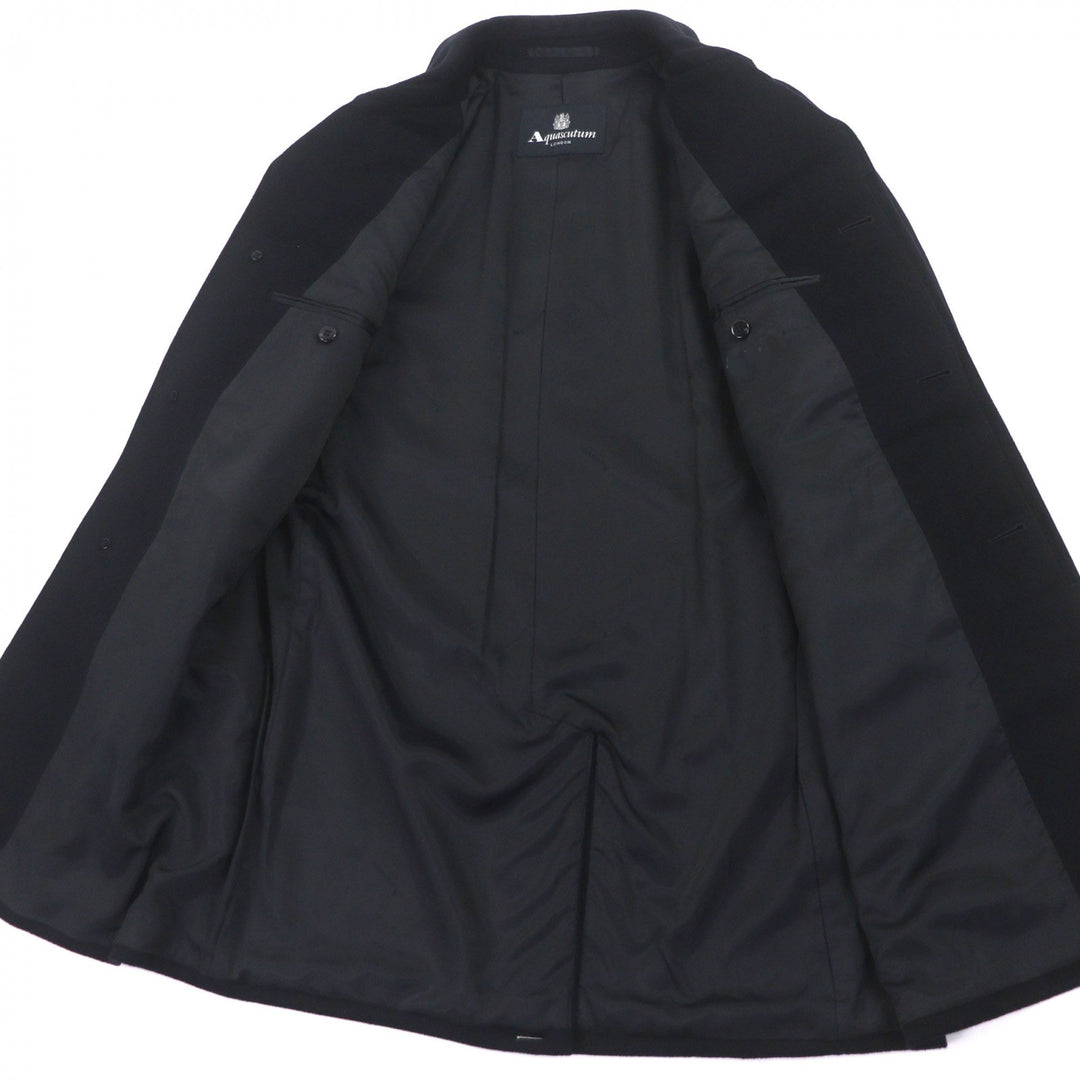Pristine Aquascutum coat Logo button placket black cashmere mens