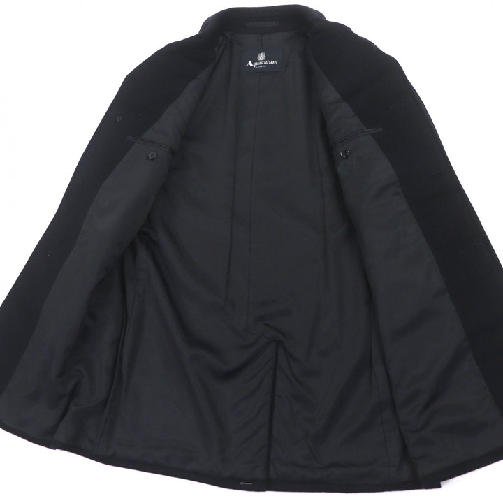 Pristine Aquascutum coat Logo button placket black cashmere mens