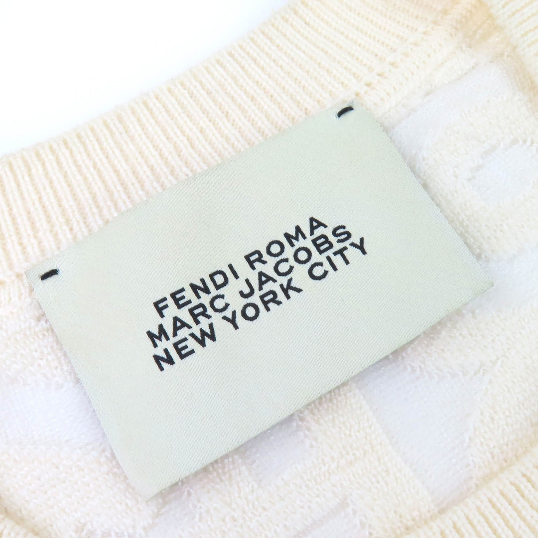 Excellent FENDI×MARC JACOBS knit All-over logo knit sweater Ivory 48 FZX131 AMBX