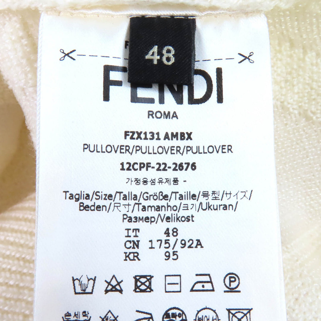 Excellent FENDI×MARC JACOBS knit All-over logo knit sweater Ivory 48 FZX131 AMBX