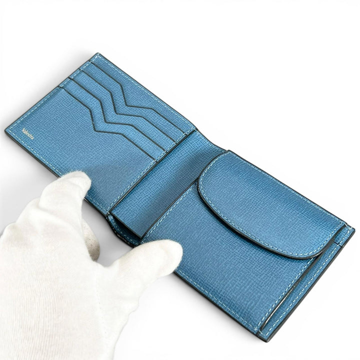 Great Valextra Bifold Wallet Wallet blue Grain calf Leather mens