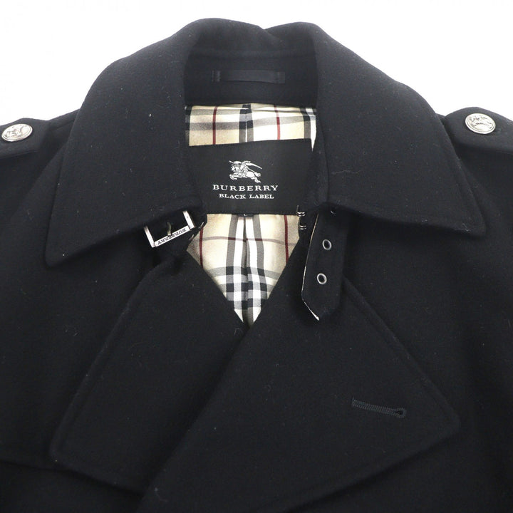Great BURBERRY BLACK LABEL trench coat black wool mens L
