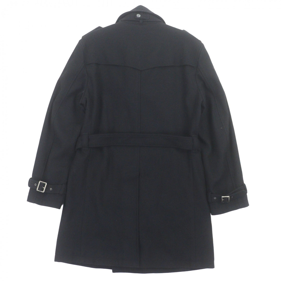 Great BURBERRY BLACK LABEL trench coat black wool mens L