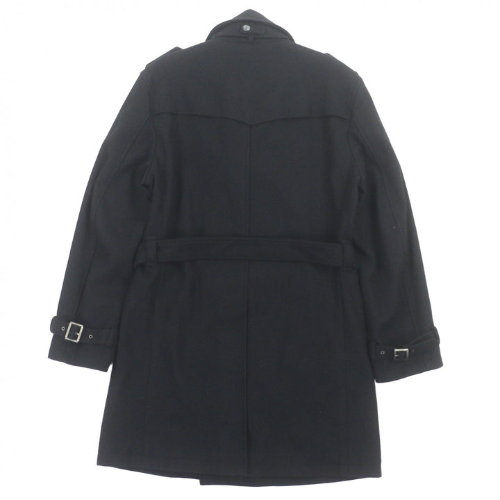 Great BURBERRY BLACK LABEL trench coat black wool mens L