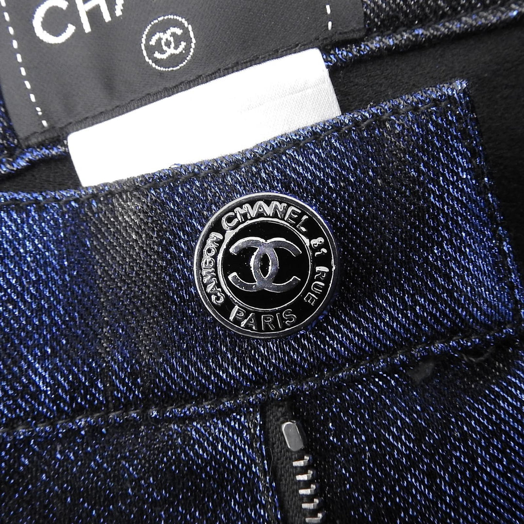 Excellent CHANEL skinny pants blue cotton Women 34 P50219