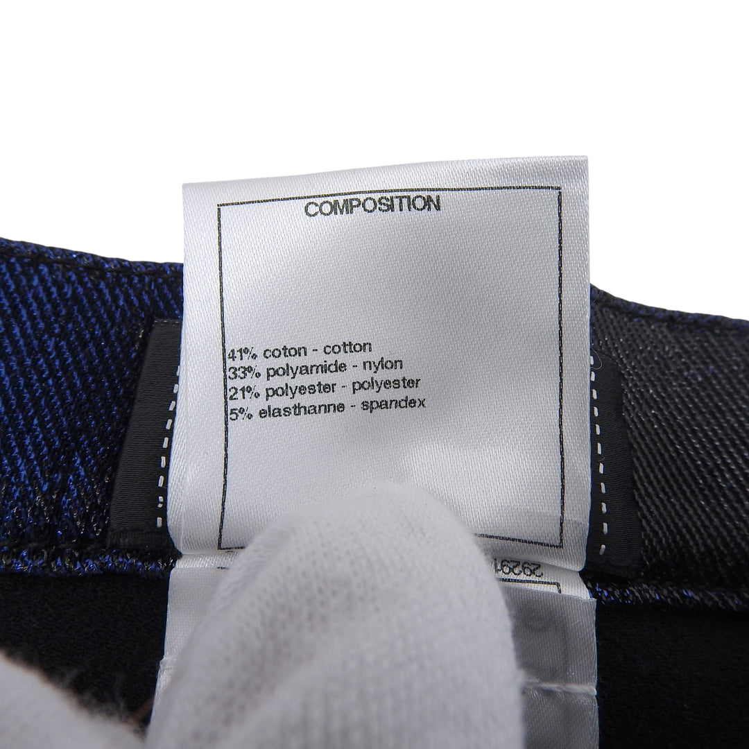 Excellent CHANEL skinny pants blue cotton Women 34 P50219