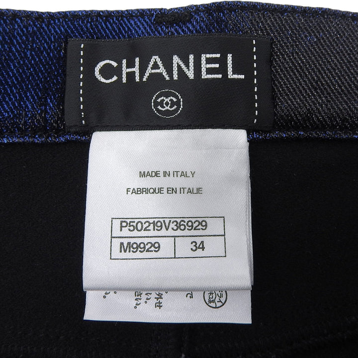 Excellent CHANEL skinny pants blue cotton Women 34 P50219